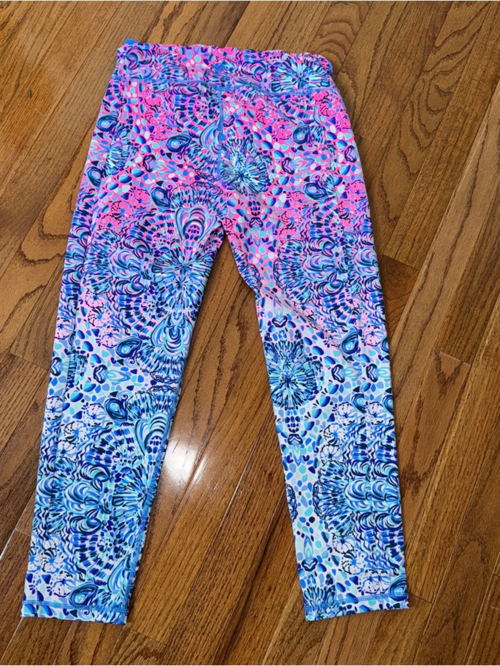Lilly Pulitzer Luxletic Weekender High Rise Midi Leggings UPF 50 Blue Pink M - Picture 4 of 5